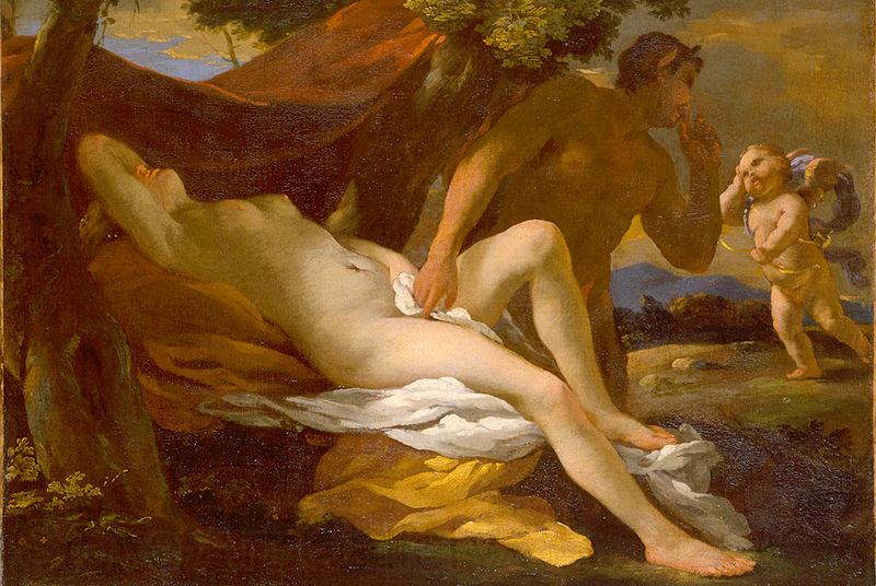 Nicolas Poussin Jupiter and Antiope or Venus and Satyr France oil painting art